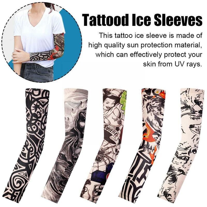 Mangas de brazo para tatuaje, protección solar UV, sin costuras, pesca rápida, correr, manga transpirable, secado, fiesta, H0Q0, 1 piezas
