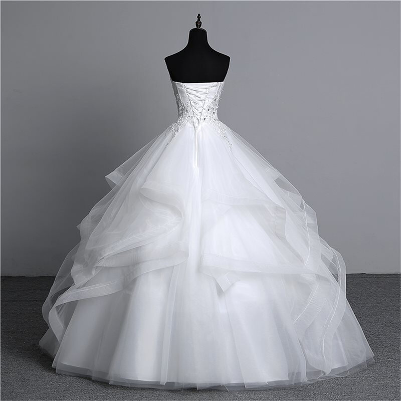 Элегантное Тюлевое платье без бретелек с аппликацией, модель 2024 года, свадебные платья для женщин, свадебные платья со шлейфом