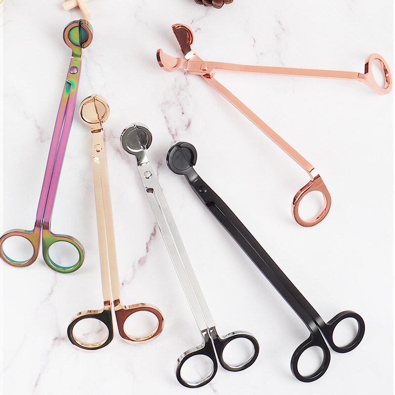 Aço inoxidável Candle Wick Scissors, Core Trimmer, DIY, Handmade Candle Making Tools, preto, ouro rosa, prata Shears, 18cm