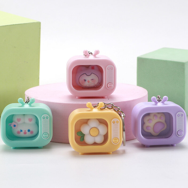 Mini Cute TV LED Night Light Keychain Pendant Anime Girl Bag Pendant Table Lamp Bedside Lamp Ambient Lights Girl Gift