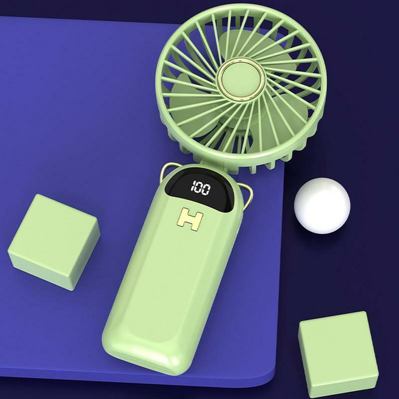 Mini ventilador de mano portátil recargable por USB, ventilador Personal pequeño de 5 velocidades, diseño lindo, potente ventilador de pestañas, pantalla LED, ligero