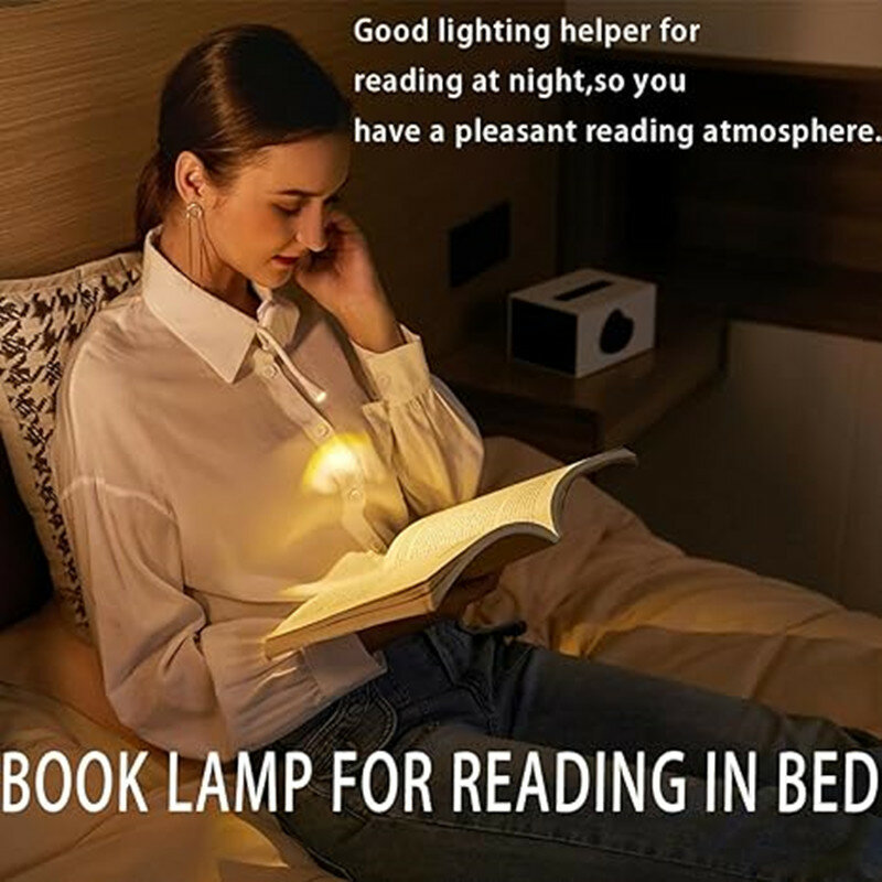 미니 LED 눈 보호 책 야간 조명 조절식 클립 360 ° 플립 스터디 램프, 충전식 여행 침실 독서용 3 색