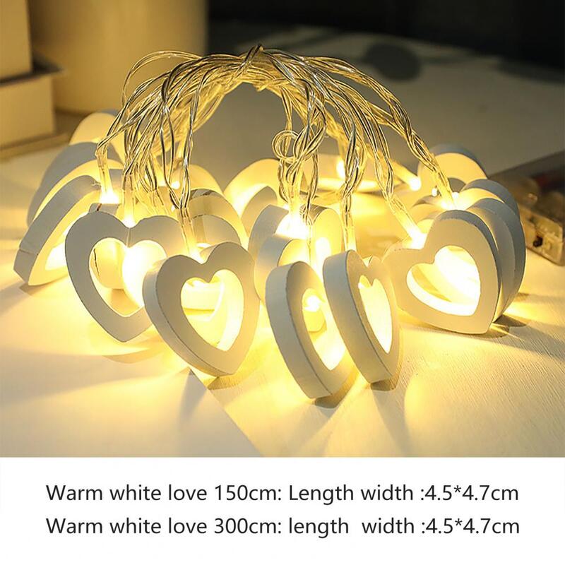 Cadena de luz LED colgante de madera de amor, brillo suave y cálido, decoración festiva para vacaciones, Navidad, Día de San Valentín, decoraciones navideñas