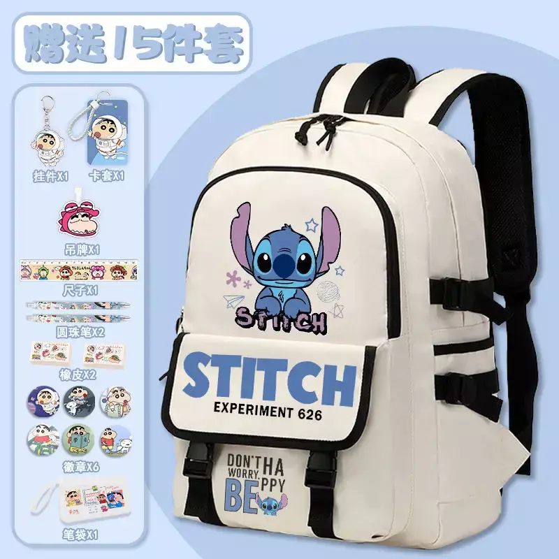 Mochila escolar Disney Stitch para estudiantes, gran capacidad, almohadilla de hombro impermeable, Linda mochila universitaria para niños
