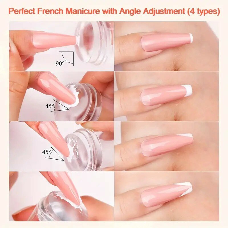 1Set Silicone Transparent Nail Art Stamping Pure Clear French Side Pressing Stamp  Marshmallow Design Manicure Accessories Tool
