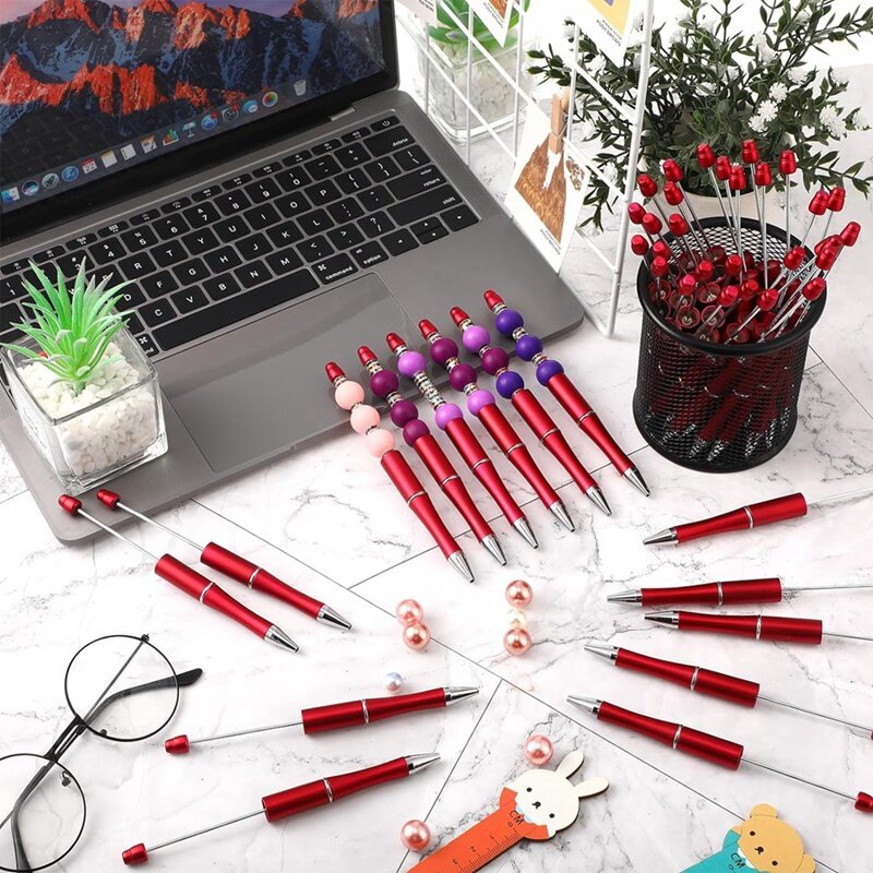 Baru-60 buah pena manik-manik jumlah besar pena lucu keren DIY pena tinta hitam pena bolpoin untuk anak perempuan siswa guru