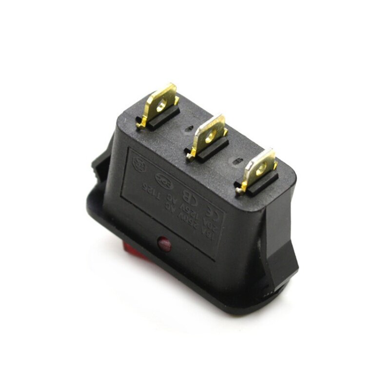Ship type switch KCD2 short leg three-pin two-speed black red power switch without light warping board