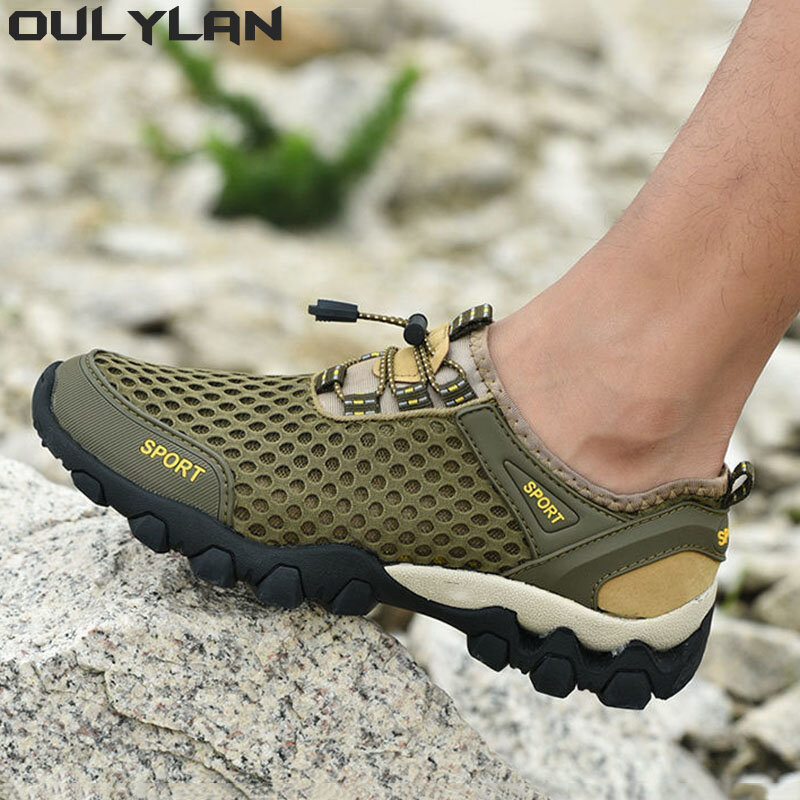 أحذية Oulylan-الرحلات والمشي لمسافات طويلة للرجال ، أحذية رياضية جبلية للرجال ، المشي في النهر ، مسار التخييم ، مياه المنبع ، الربيع ، الصيف