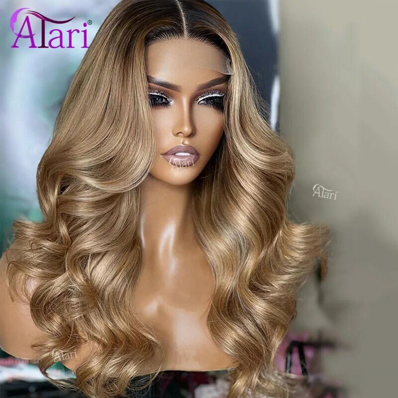 13X6 Lace Frontale Body Wave Pruik Bruine Wortels Ombre Blonde 13X4 Lace Front Human Hair Pruiken Baby Hair Transparant 5X5 Close Pruik
