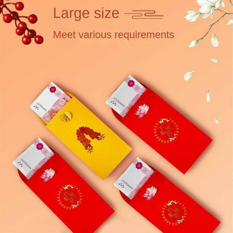 Enveloppe rouge pour le festival du printemps, possède un type côtelé haut de gamme, fournitures de décoration, vevely and Auspicious, 1 à 5 pièces