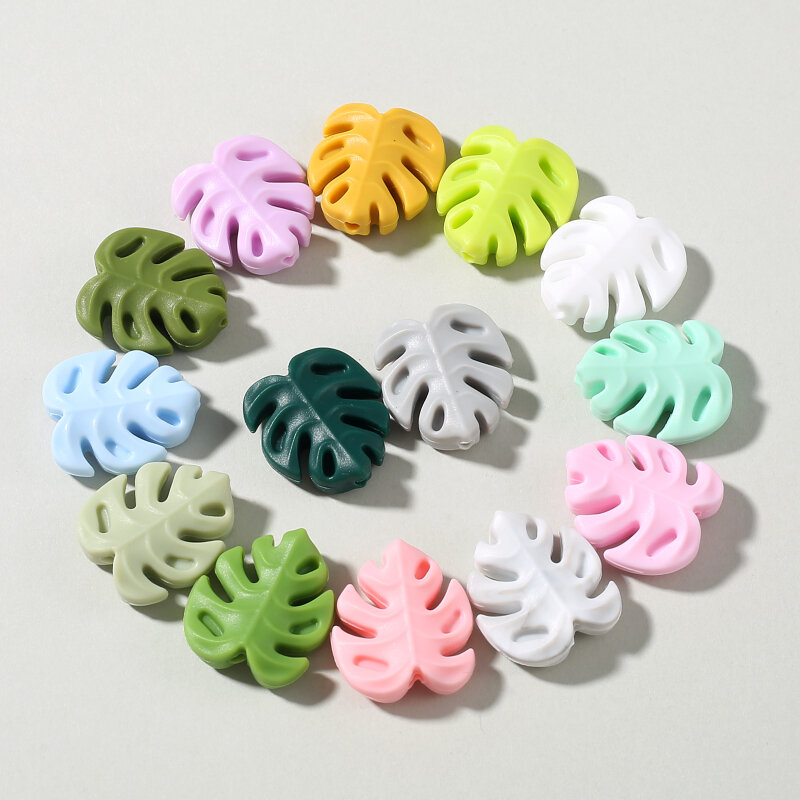 10Pcs Leaves Cross Silicone Bead Food Grade Teether Teething Bead For DIY Bracelet Baby Pacifier Chain Oral Nursing Accessories