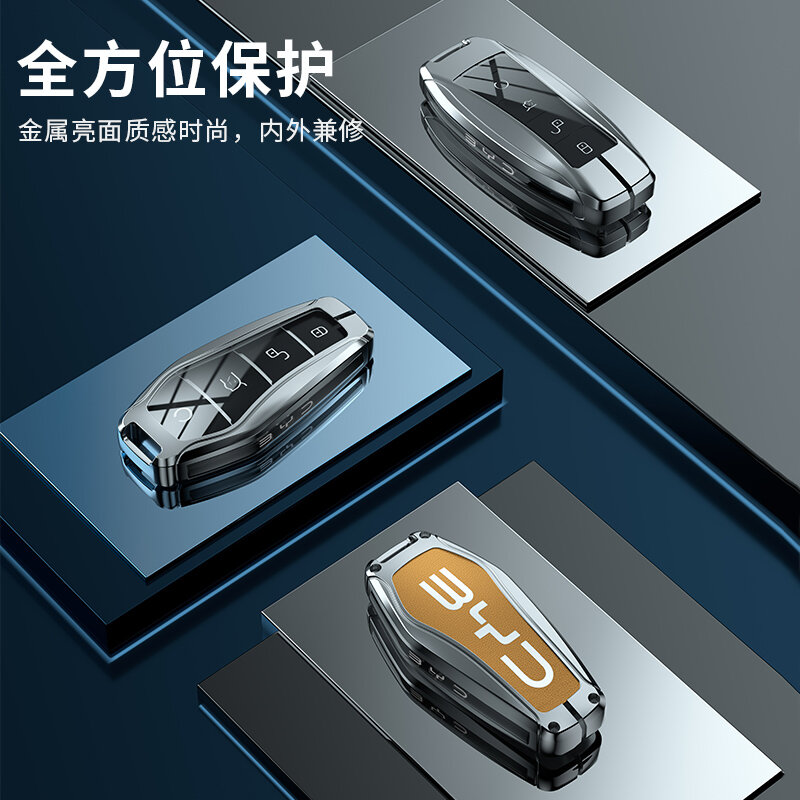 Sarung kunci kulit logam campuran seng mobil penutup dudukan untuk BYD Atto 3 Han EV lumba-lumba tahan lama lagu kedua Pro Tang Dm QIn PLUS MAX Yuan