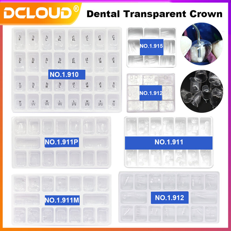 НОВИНКА 64 шт./коробка Стоматологическая прозрачная смола Прекоронка Передняя Задняя Молочная Предварительно сформированная Коронка Молярного Зуба Стоматологический Материал 1.910