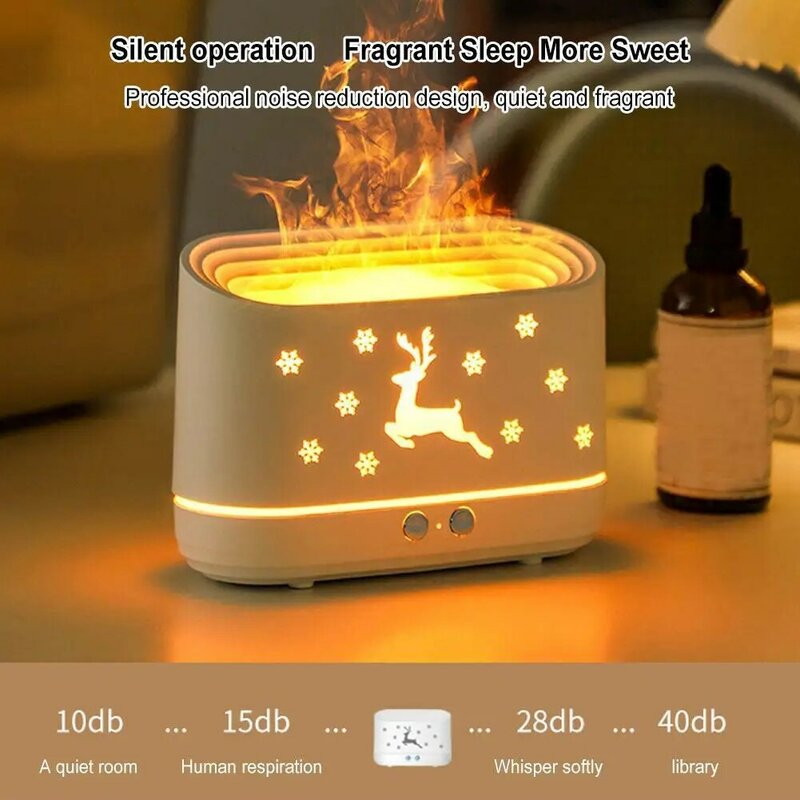 New Flame Air Humidifier 300ml Christmas Deer Ultrasonic Essential Oil Aroma Diffuser LED Reindeer Cool Mist Sprayer Xmas Gifts