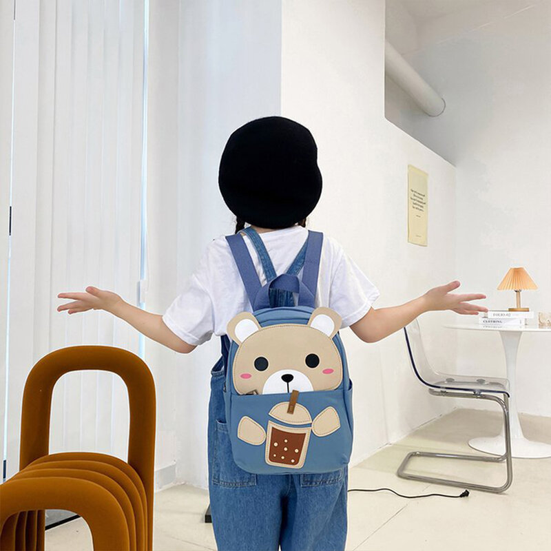 Cute Cartoon Kindergarten Backpack, Urso bonito personalizado, Snack Bag infantil, Nome personalizado, menino e menina, recém-chegado