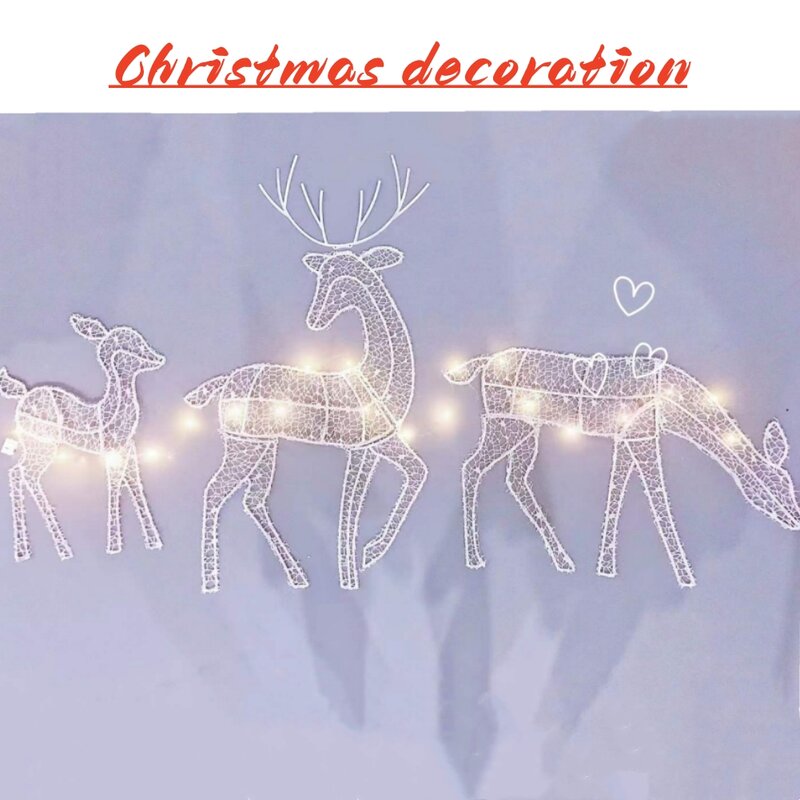 Christmas Decoration Outdoor Lighted Deer Family Waterproof Lawn Garden Ornaments Cute Reindeer Decoration 3 Pack Wholesale