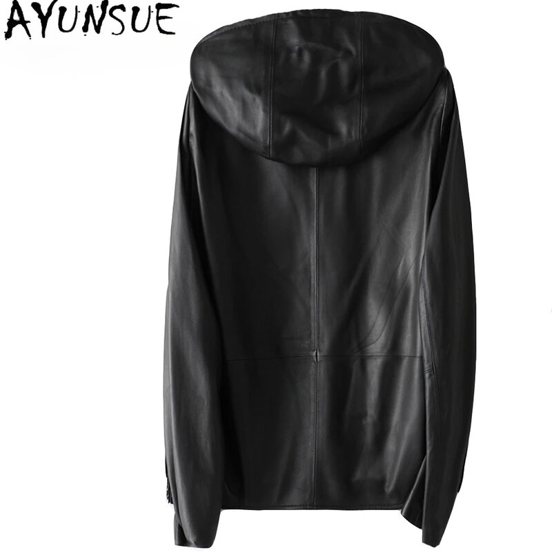AYUNSUE-jaqueta de couro genuíno feminina, casaco de pele de carneiro 100% real, qualidade superior, moda, primavera, 2021