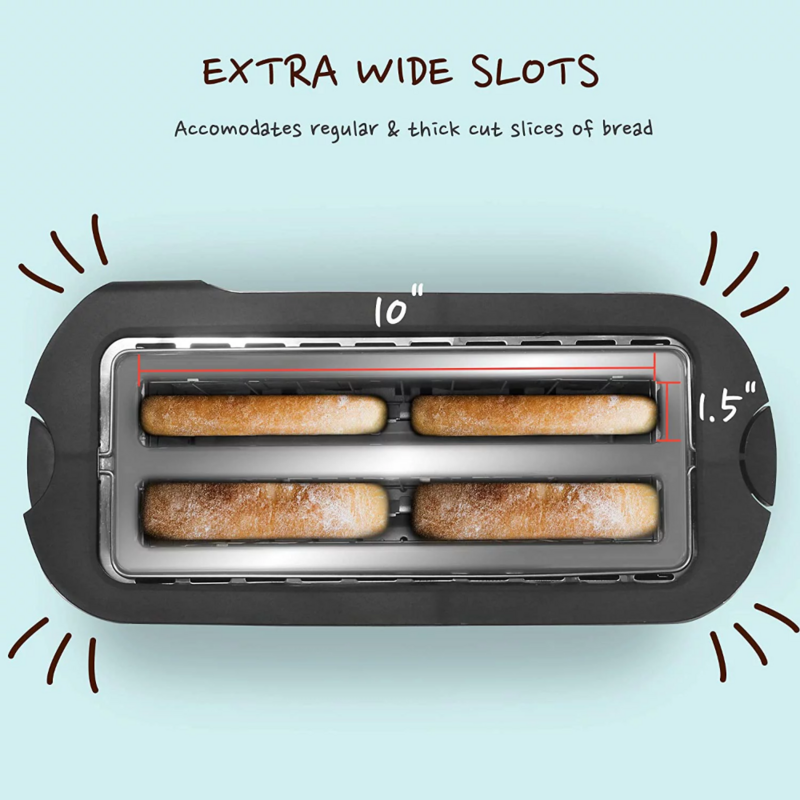 Elite Cuisine Elite Gourmet ECT-3100 4 Slice Long Toaster Bread Toaster