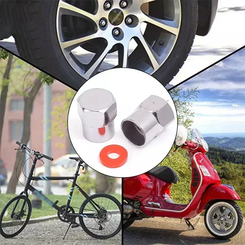 Tapa de válvula de neumático con anillo de goma O, cubiertas de plástico cromado a prueba de polvo, universales, para coches, bicicletas, camiones, motocicletas, accesorios, 10 piezas