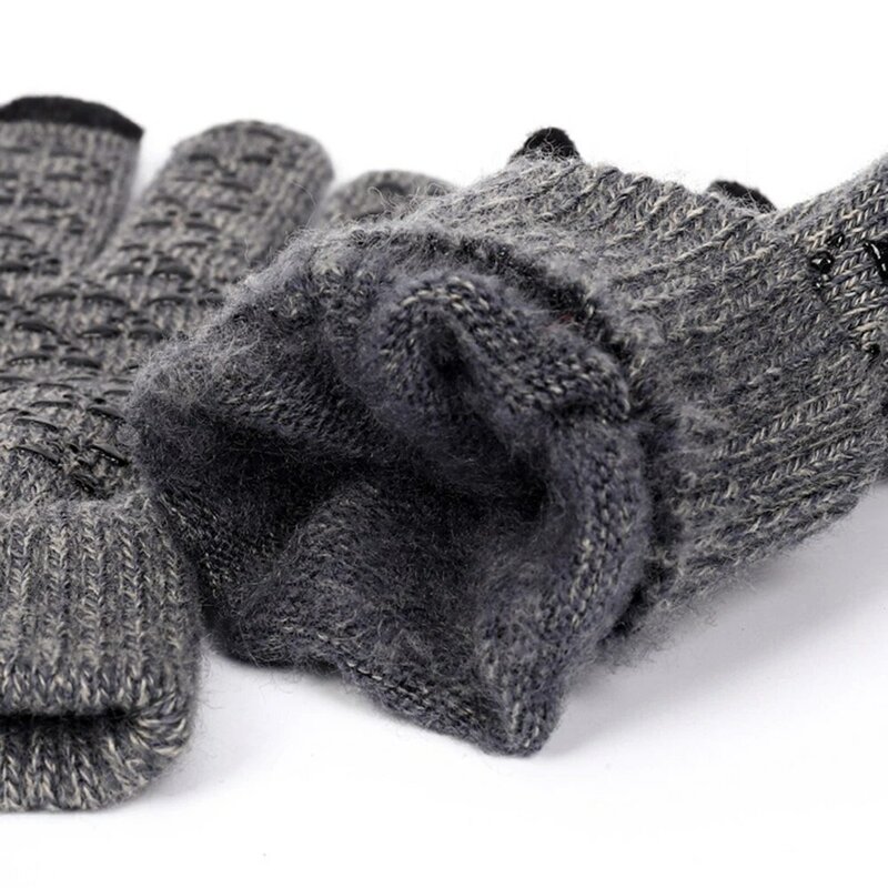 Зимние плотные вязаные перчатки, уличные теплые ветрозащитные варежки для вождения, противоскользящие перчатки для сенсорного экрана, мужские раньше