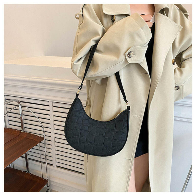 Женская фетровая Сумочка, модный саквояж для подмышек, дизайнерские изысканные Наплечные чемоданчики с полумесяцем, современная сумка для подмышек