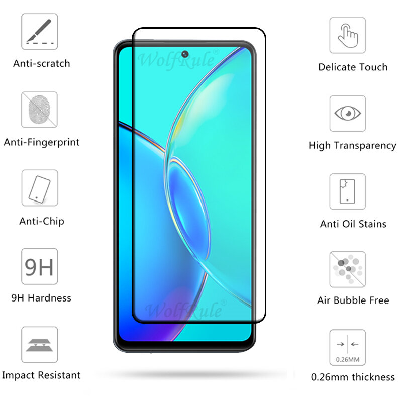 6-in-1 For Vivo Y36 Glass Vivo Y36 Tempered Glass Protective Film Full Cover Glue HD 9H Screen Protector Vivo Y36 Y 36 Len Glass