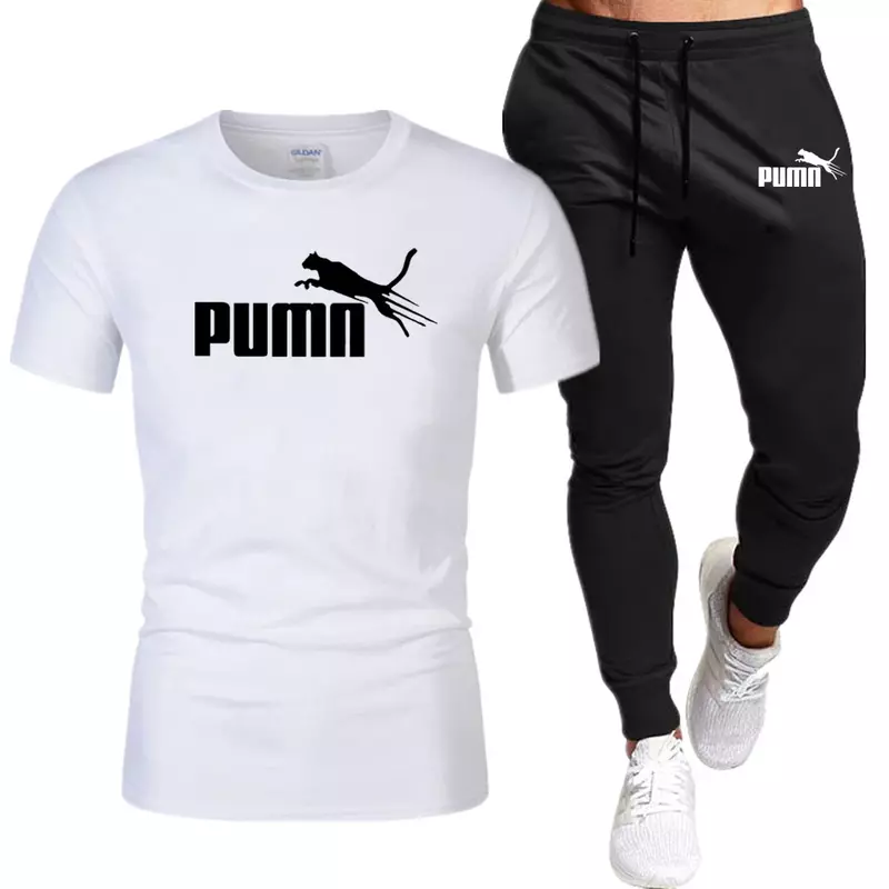 T-shirt estiva in cotone pantaloni Set per uomo vendita calda Casual Fitness Jogger 2 pezzi abiti nuova tuta da uomo a maniche corte