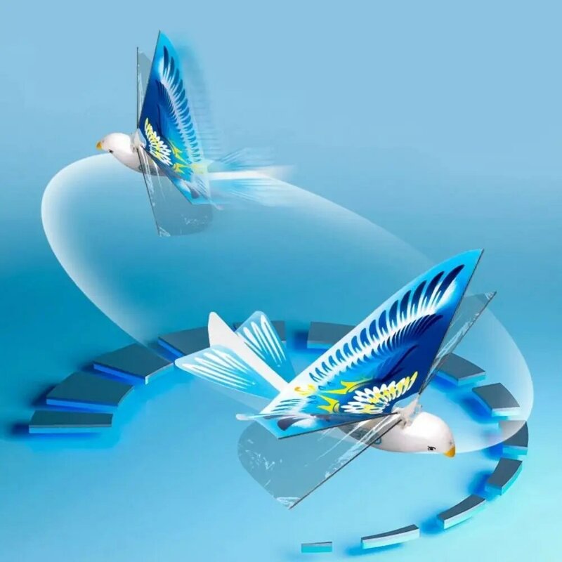 لعبة الطيور الطائرة البلاستيكية المضيئة ، إلقاء الإيماءات باليد ، آلة خارجية ، وردي وأزرق