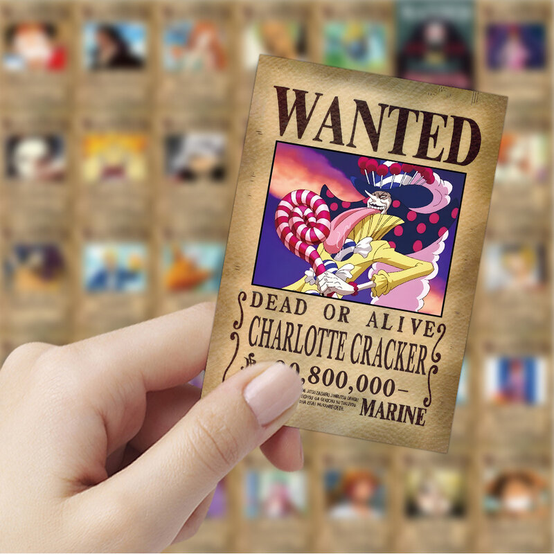10/30/50pcs Anime Cartoon One Piece Wanted Posters Stickers Laptop Skateboard Notebook Suitcase Waterproof Sticker Decal Kid Toy