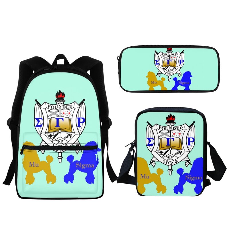 Gorąca wyprzedaż 3D Sigma Gamma Rho plecak studencki torba szkolna na laptopa 3 sztuk/zestaw wzór pudla dzieci plecak podróżny dla chłopców
