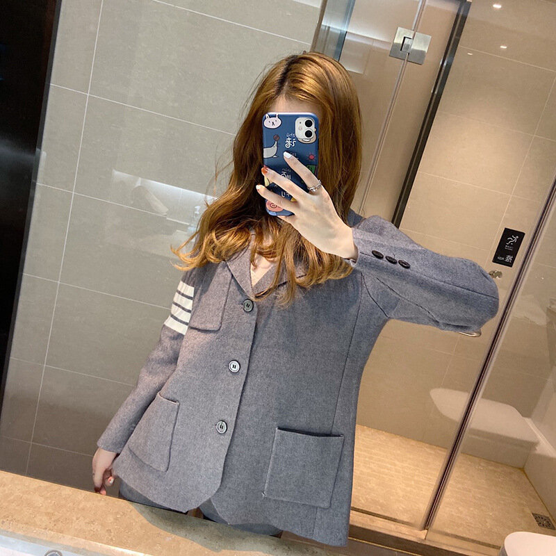 High Quality Korean Style TB Knitwear Small Suit Coat Women's Autumn/Winter Fashion Brand Japanese INS Super Hot Cardigan