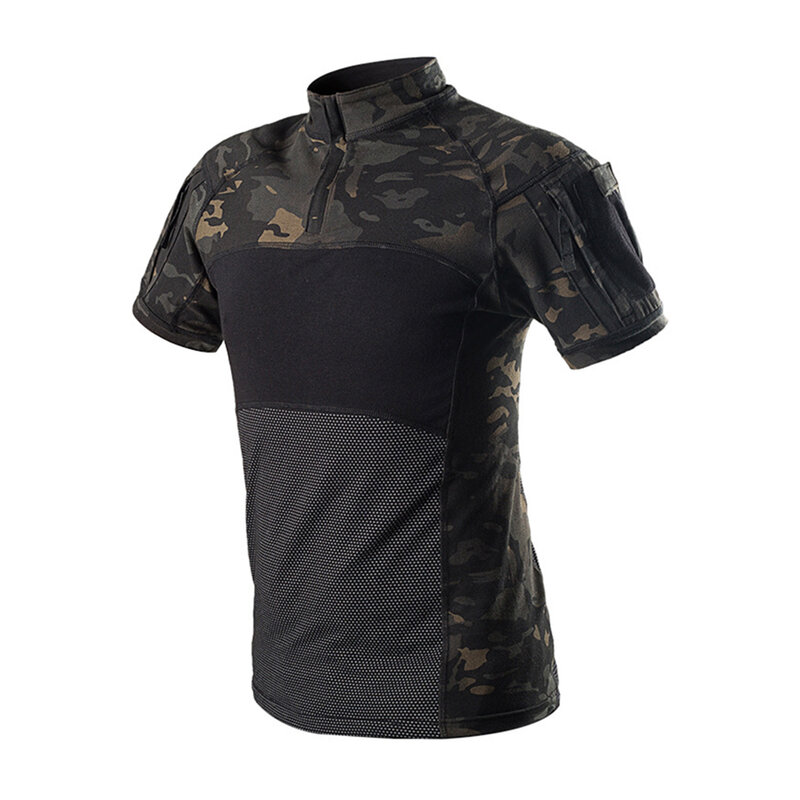 Военная Тактическая камуфляжная футболка с коротким рукавом, Мужская черная камуфляжная футболка для походов, Женская армейская одежда для страйкбола, пейнтбола, боя