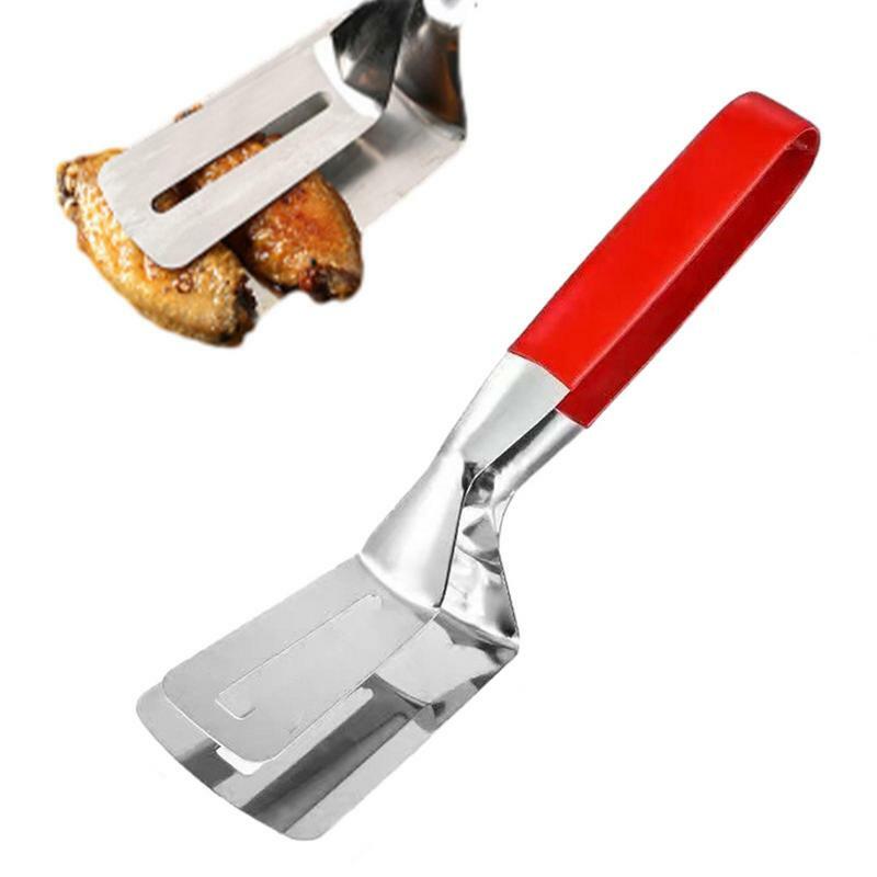 Clip per spatola in acciaio inossidabile morsetti per bistecca Barbecue cibo Flipping pinze per griglia multifunzionali manico antiscivolo accessori da cucina