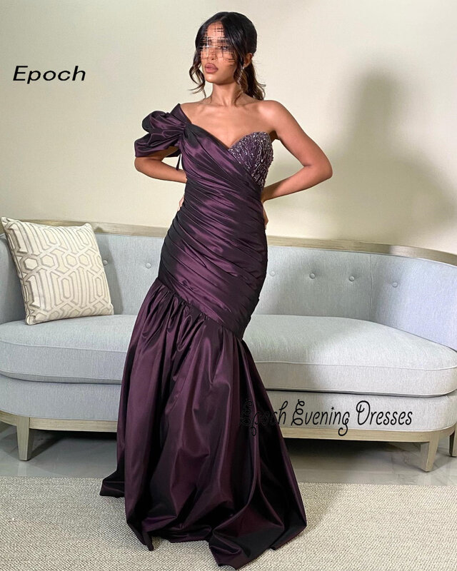 Epoch-vestido de noche Formal sin tirantes para mujer, elegante vestido de graduación de tafetán hasta el suelo, Sexy, 2024