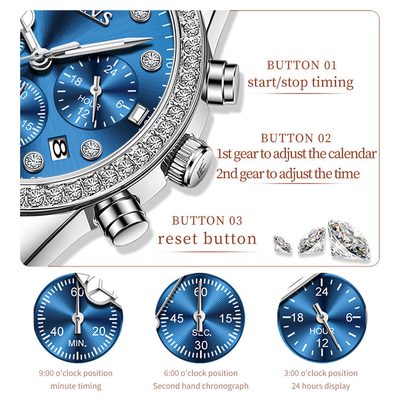 OLEVS orologi da donna moda cronografo originale orologio al quarzo cinturino in acciaio inossidabile orologio da donna calendario invio bracciali