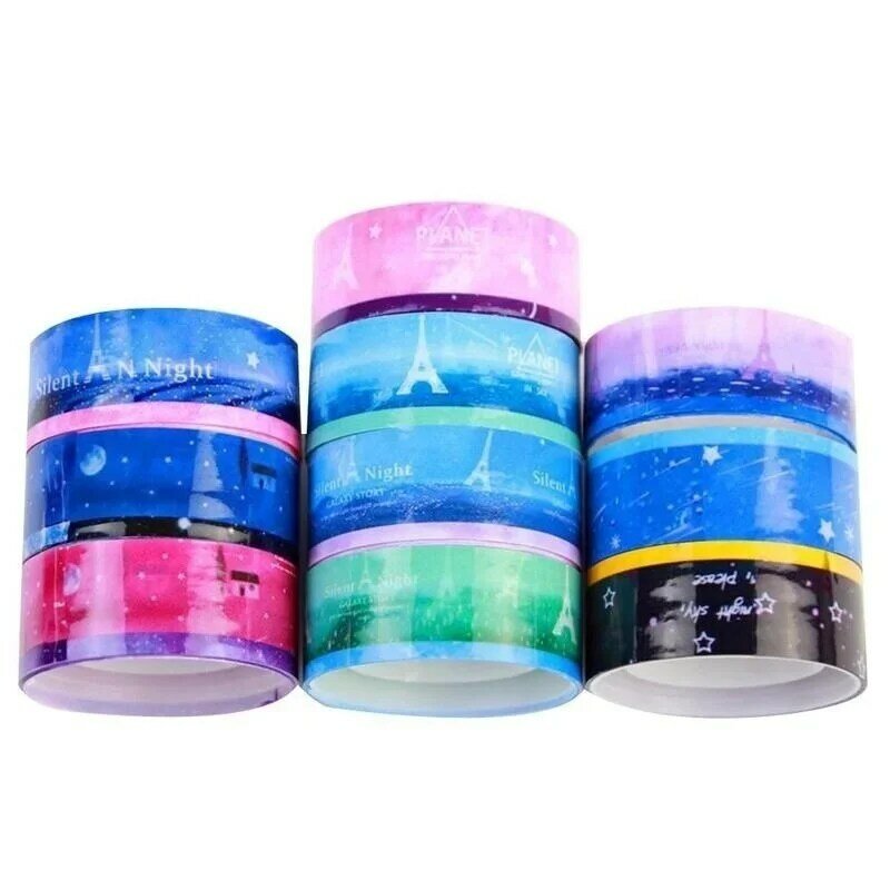 5 PCS DIY Decor Starry Sky Washi Roll Sticker Masking Tape Adhesive Decorative Washi Tape Set Korean Stationery School Supplies