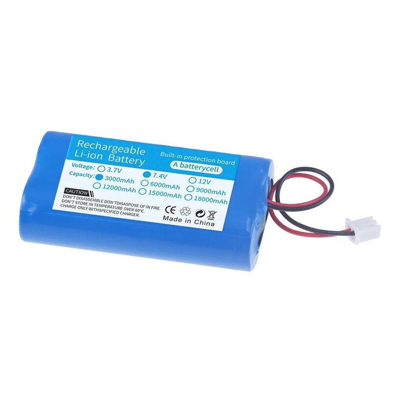 Batteria agli ioni di litio 7.4V 3000mAh 18650 + spina XH2.54 un caricatore USB per altoparlante megafono Bluetooth/batteria di Backup della luce di emergenza