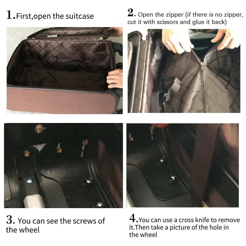 Rodízios silenciosos de absorção de choque, adequados para American Tourister 41Z Trolley Case para substituir Hongsheng A-52 Suitcase, rotação 360 °