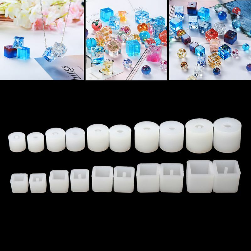 YUYU 20Pcs Resin Mold with Holes Silicone Pendant Mold for DIY Necklace Bracelet