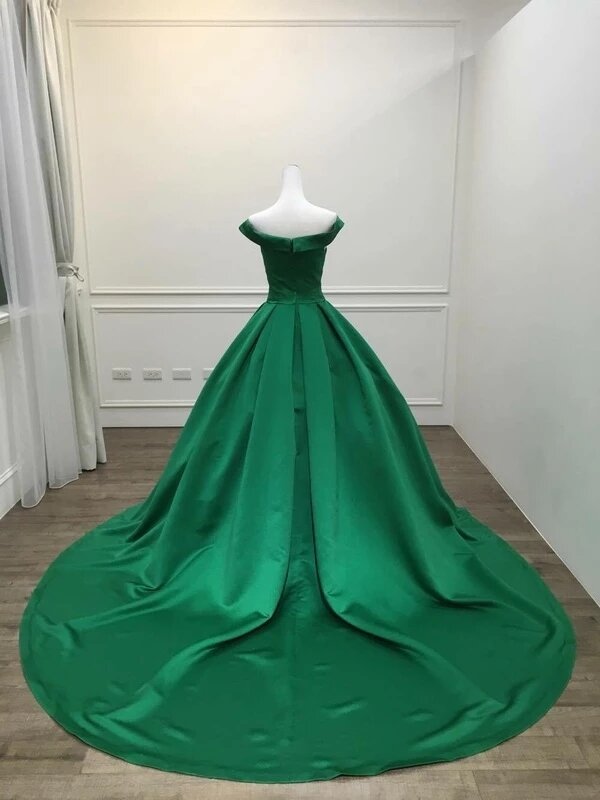 Einfache Vintage Elegante 2022 Ballkleid Hochzeit Kleider Off Schulter Weddding Kleider Cap Sleeve Red Prom Satin Reflektierende Kleid