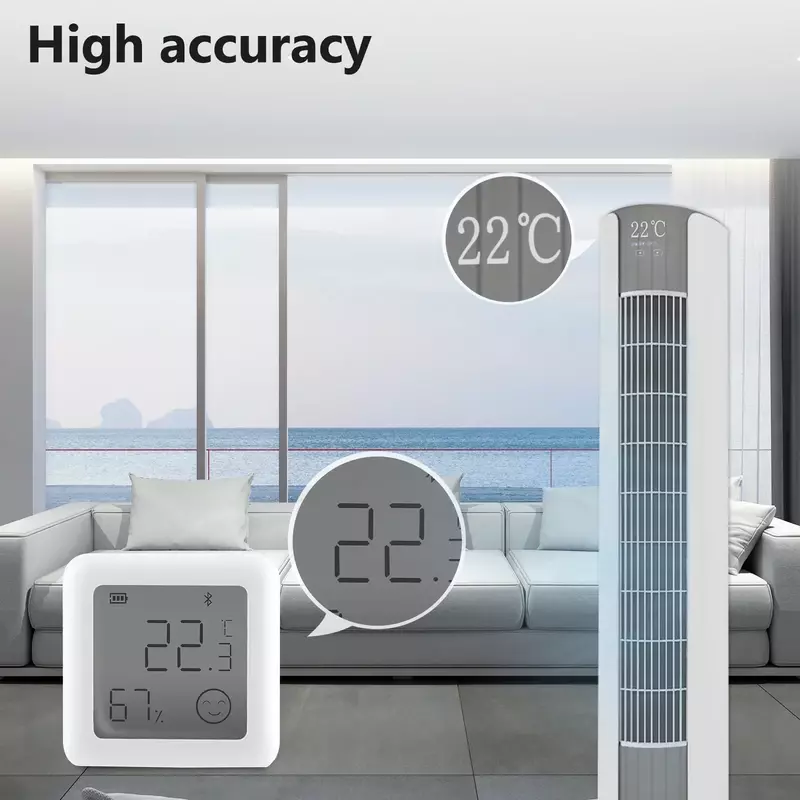 جهاز استشعار درجة الحرارة والرطوبة الذكي ، مستشعر Tuya بلوتوث ، مقياس الرطوبة الداخلي LCD ، مقياس الحرارة ، جهاز التحكم عن بعد بالتطبيق ، التحكم الصوتي ، Google