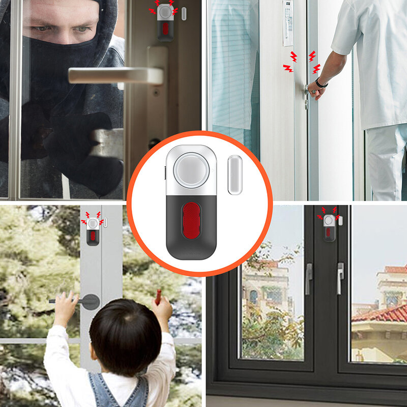 Pintu Jendela Nirkabel Terbuka Masuk Peringatan Sensor Magnetik Pintu Jendela Alarm untuk Pintu Jendela