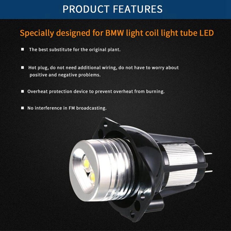 Lampu mobil mata malaikat 6W Halo lampu Led bola lampu Xenon untuk E90