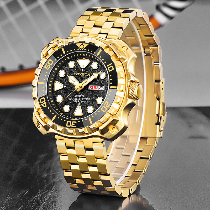 LIGE 2023 남성용 비즈니스 시계, FOXBOX 브랜드 럭셔리 남성 시계, 30m 방수 크로노그래프 쿼츠 손목시계, Montre Homme 패션