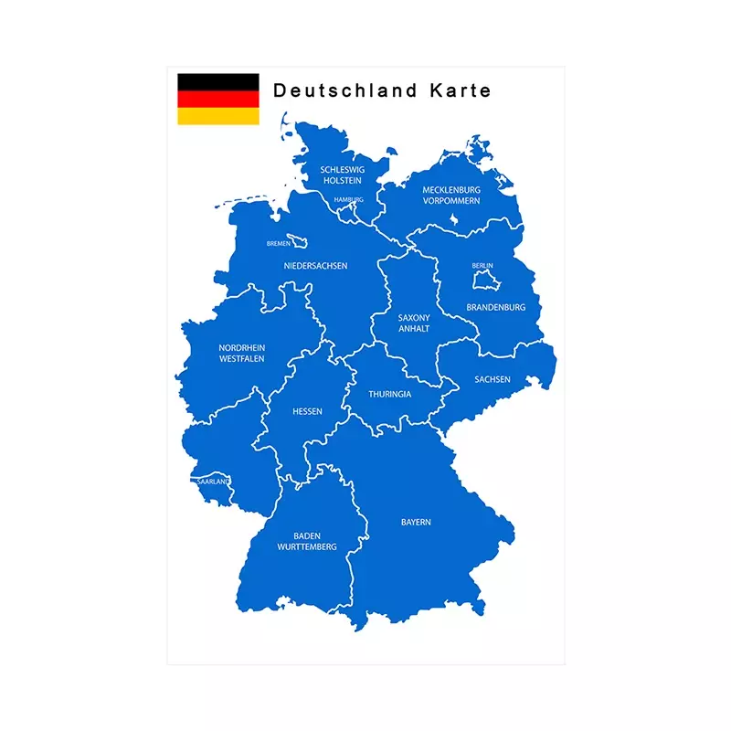 독일 벽 아트 포스터 지도, 독일 캔버스 페인팅, 교실용 홈 데코, 학교 용품, 60x90cm