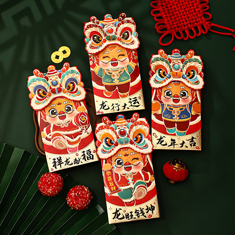 4 buah set amplop Festival Musim Semi banyak digunakan representasi keberuntungan berkah tradisional Tiongkok