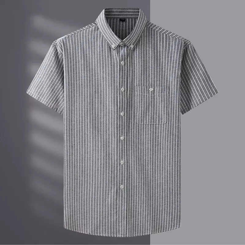 New Arrival Cotton Super Large Men Summer Short Sleeve Stripe Fashion Casual Casual Shirts Plus Size L-2XL3XL4XL5XL6XL7XL8XL10XL