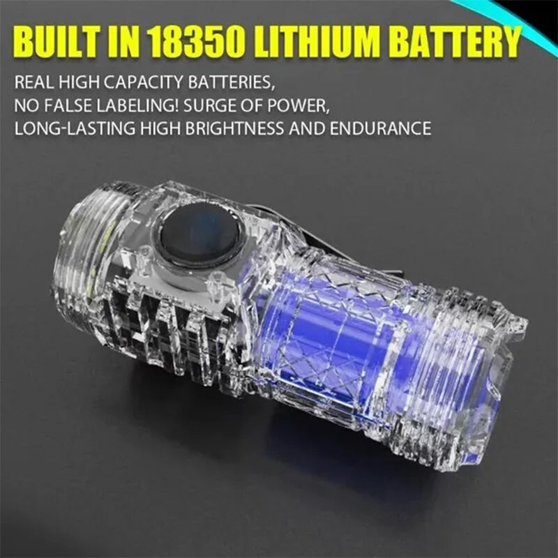 Wysokiej jakości latarka LED 18350 Super jasna latarka akumulator lampka USB wodoodporny do wędrówek na kemping