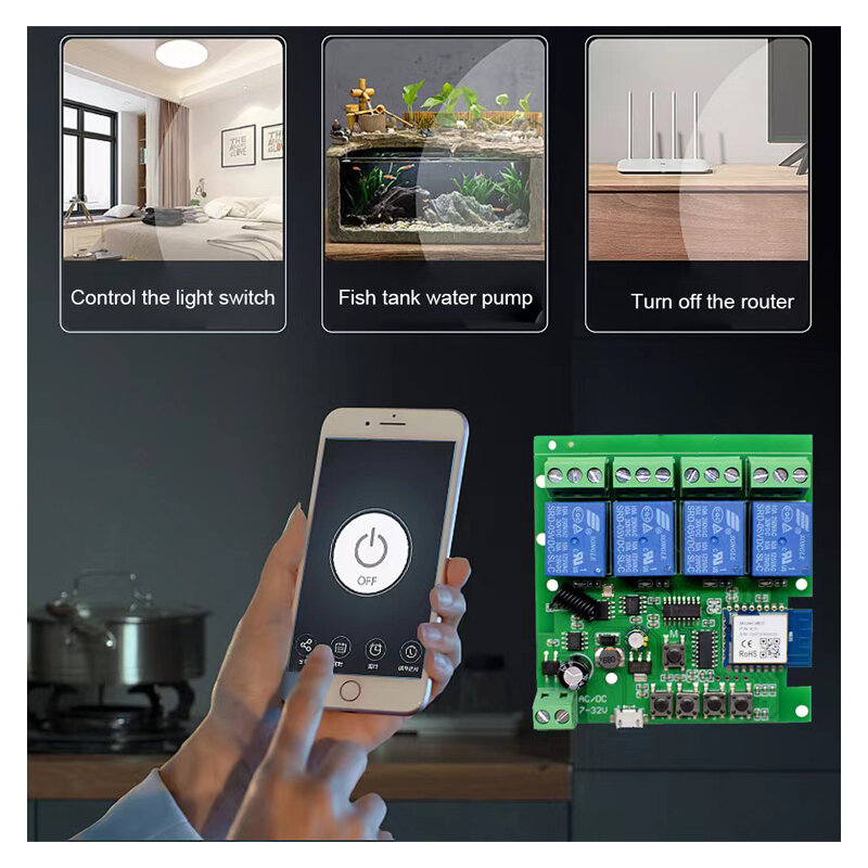 Controle de Circuito Personalizado Motherboard, Adequado para Doodle Smart Home, App Móvel, Interruptor de Controle Remoto, 4-Way, Multi-way, 5V, 12V, 24 V