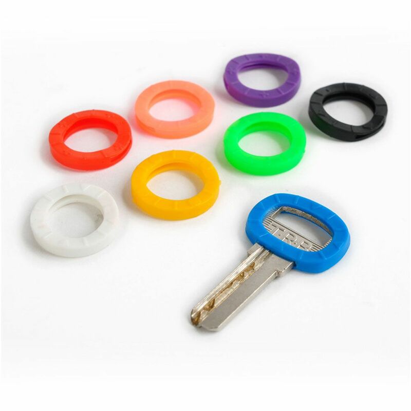8pcs Hollow Trendy 24mm*4mm Home Mixed Color Keyring Silicone Keys Cap Key Covers